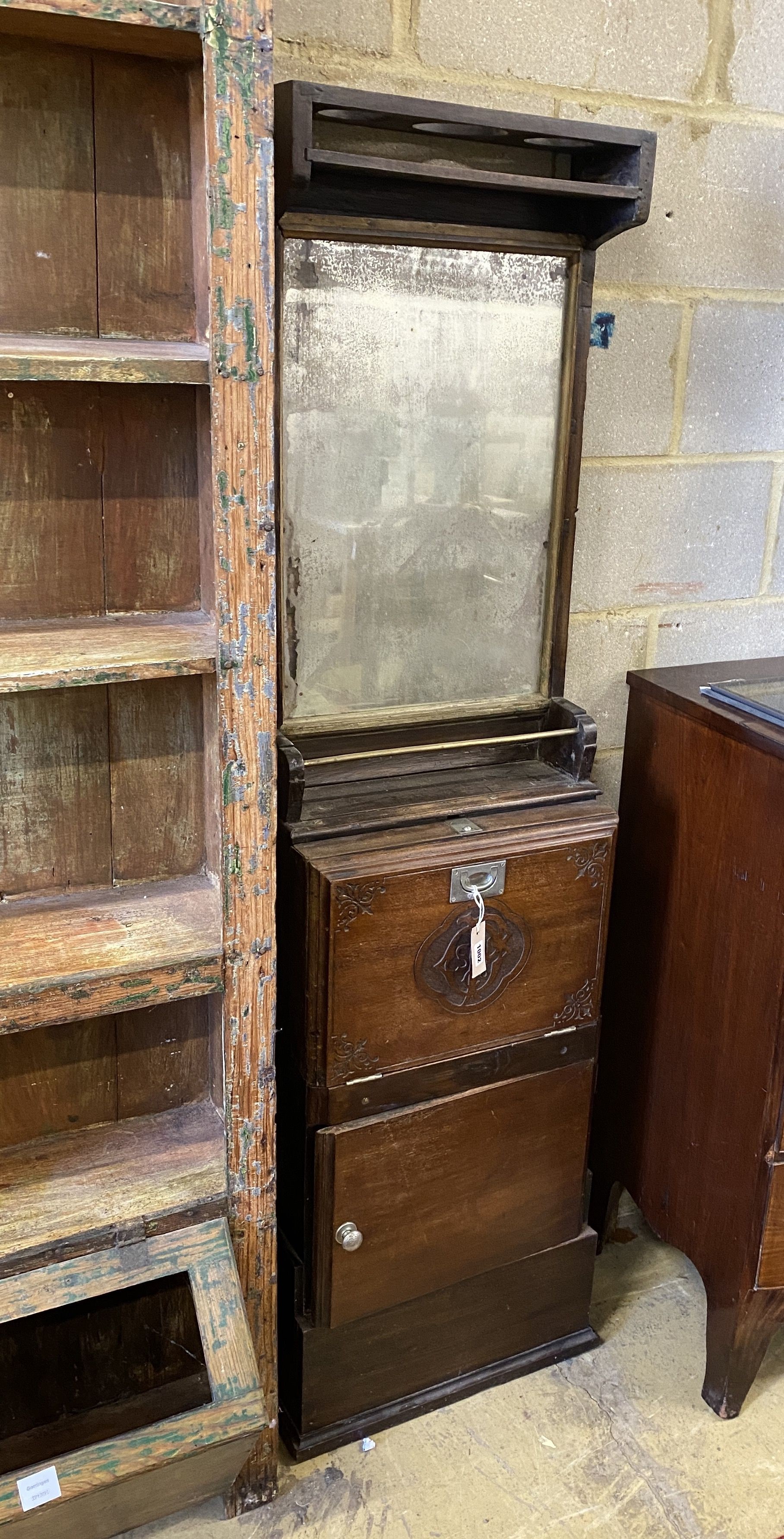 A 19th century P & O southern navigation liner vanity unit, width 48cm, depth 24cm, height 177cm